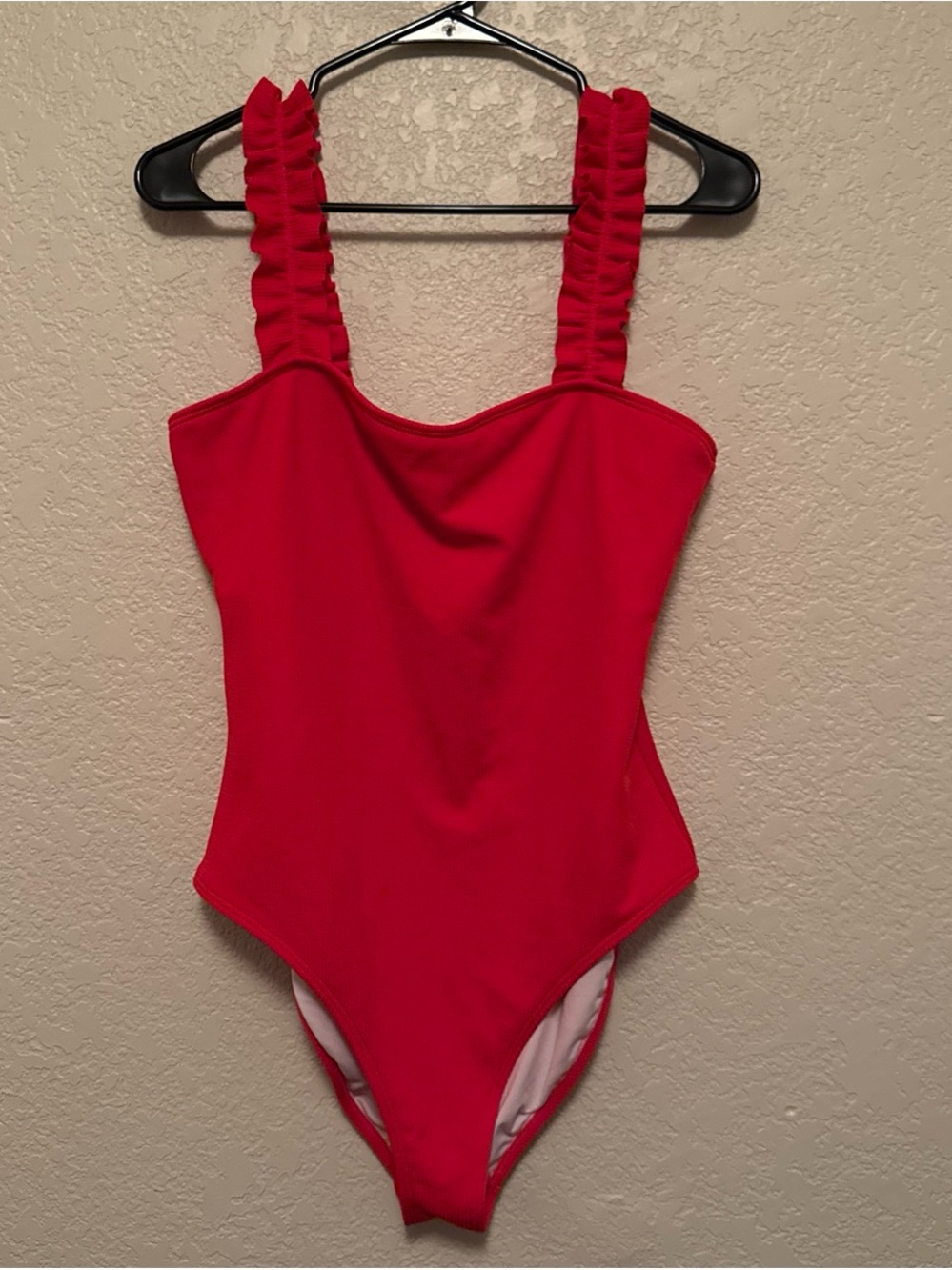 Ruffle-Strap One-Piece Swimsuit - Red